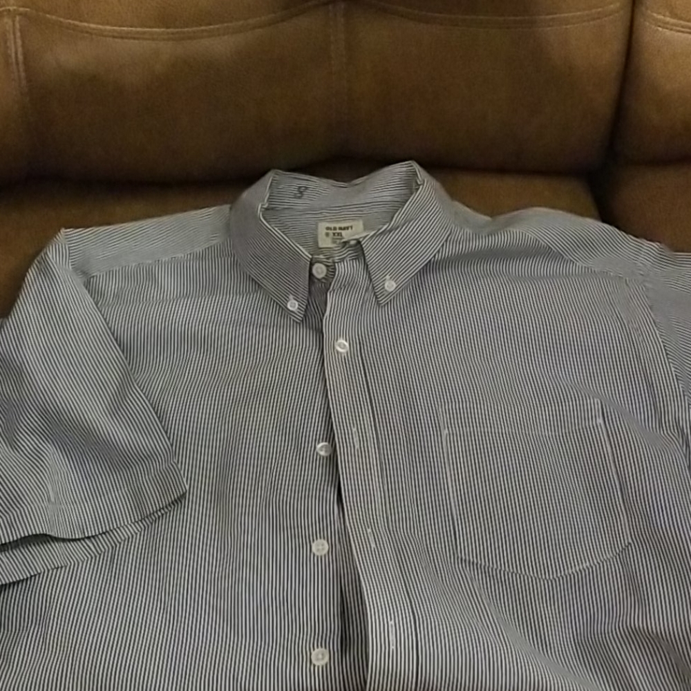 Old Navy button up shirt, blue/white striped